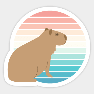 Capybara watching sunset, retro design Sticker